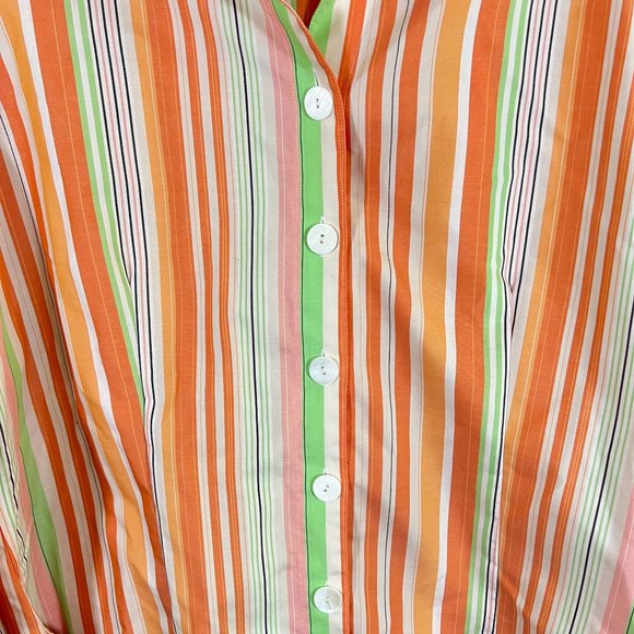 Coldwater Creek Women's Petite Sz XL Button-up Top Orange, Pink & Green Stripes - Picture 3 of 11